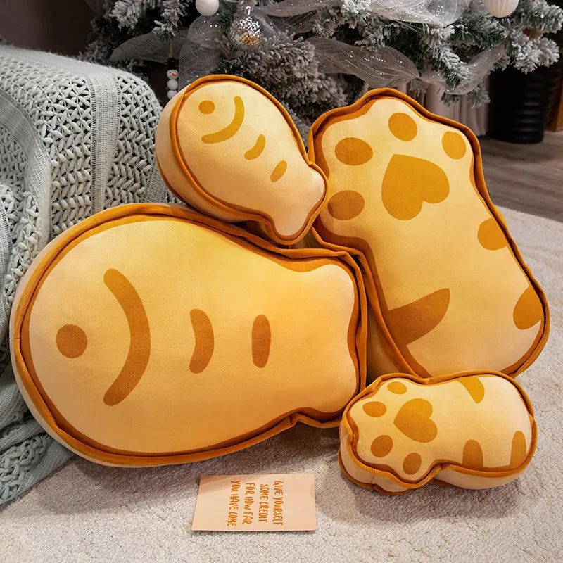 Taiyaki Cat Paw Plush Doll Pillow, 10-18" | 25-45 cm – Soft Japanese Snack Toy
