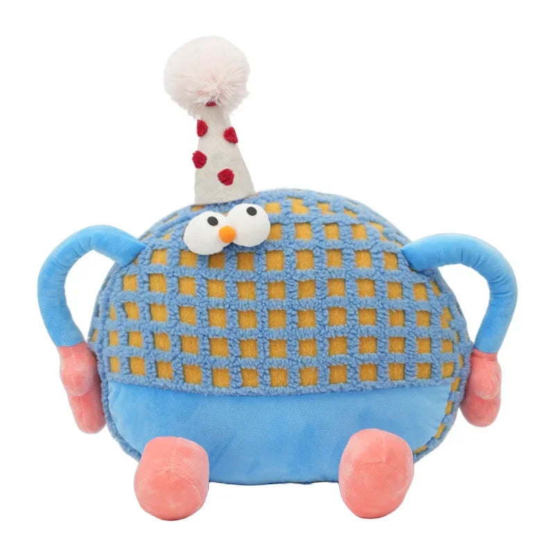 Birthday Waffle Cushion Plushie for Head/Lumbar Support, 14-20" | 35-50 cm plush toy – – Blue Backrest – Image 7 | Plushie Produce