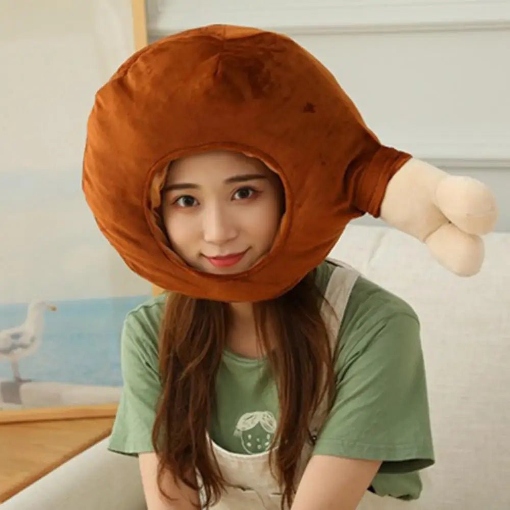 Plushie Cooked Chicken Leg Novelty Hat, 21" | 53 cm plush toy – – – Image 1 | Plushie Produce