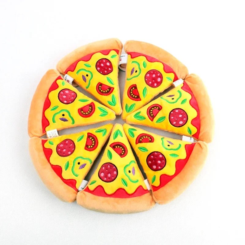 Plushie Fast Food Dog Squeaky Chew Toy, 3 Foods, 9" | 22 cm plush toy – – Pizza 2 – Image 4 | Plushie Produce