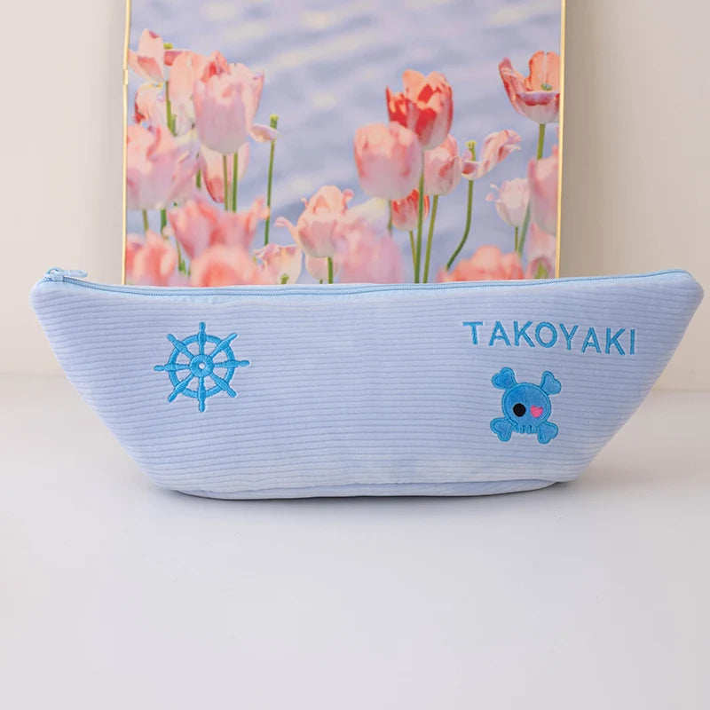 Takoyaki Plushie Set with Zip Lock Storage Boat, 18" | 45 cm plush toy – – blue boat – Image 11 | Plushie Produce