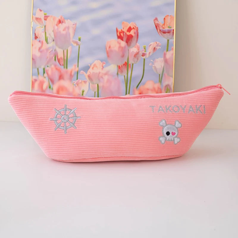 Takoyaki Plushie Set with Zip Lock Storage Boat, 18" | 45 cm plush toy – – pink boat – Image 6 | Plushie Produce