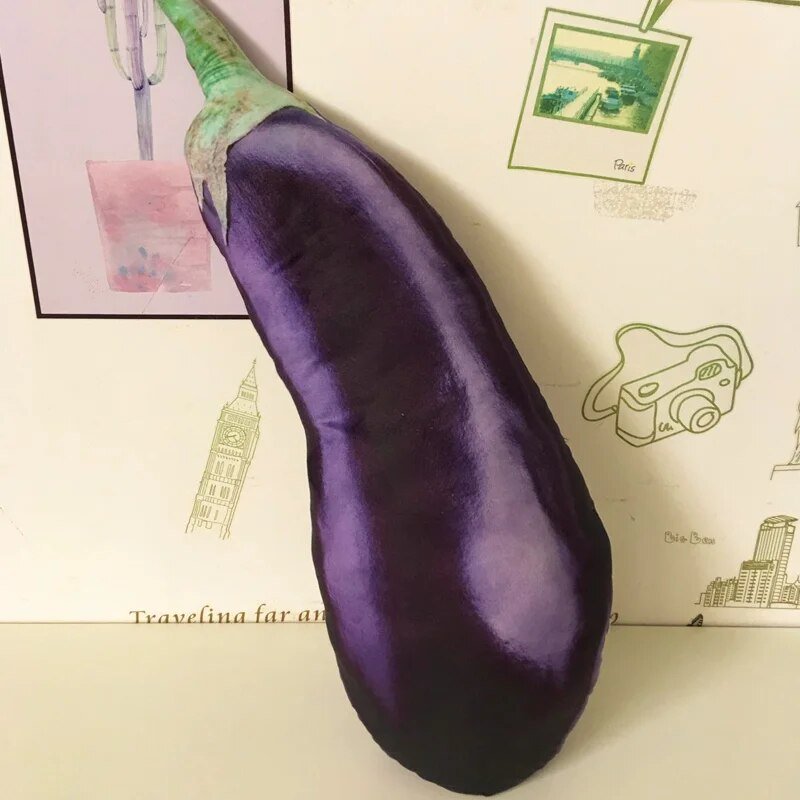 Giant Realistic Fruit & Vegetable Plushies, 12 Styles, 17-34" | 42-87cm plush toy – – Eggplant 78x27 – Image 3 | Plushie Produce