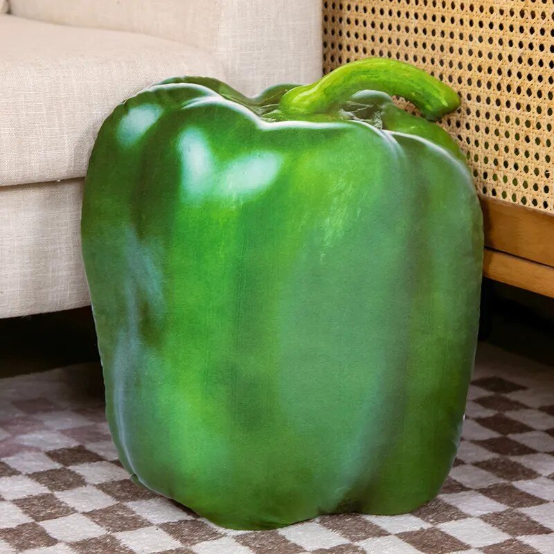Giant Realistic Fruit & Vegetable Plushies, 12 Styles, 17-34" | 42-87cm plush toy – – Green pepper 42x34 – Image 13 | Plushie Produce