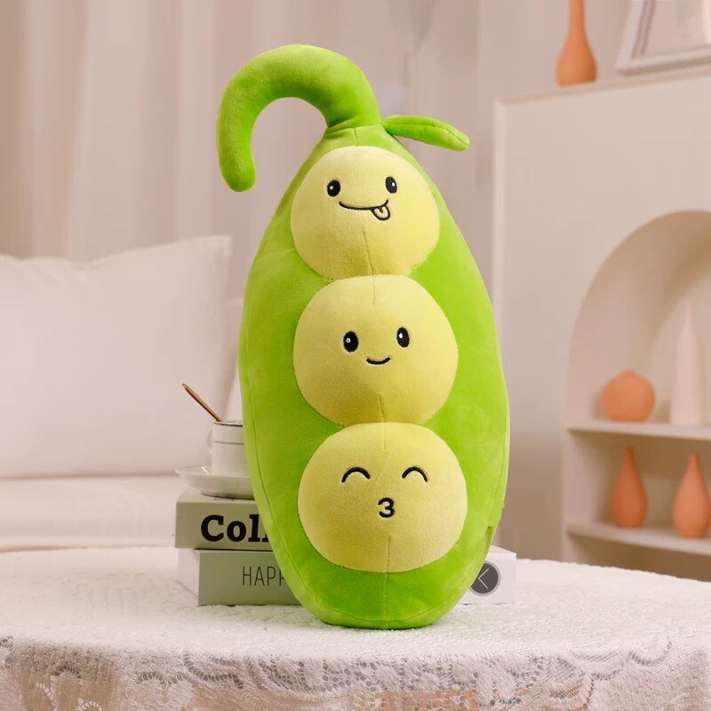 Large Cartoon Peas in a Pod Plushie, 19" | 48 cm plush toy – – – Image 1 | Plushie Produce