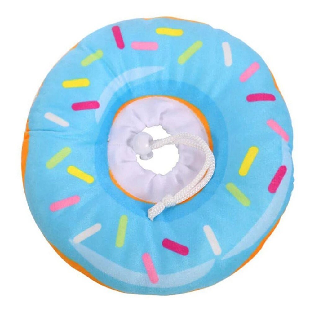 Plushie Donut Recovery Collar, Five Styles, For Pets to 19 lbs. (9 kg) plush toy – – Blue – Image 5 | Plushie Produce
