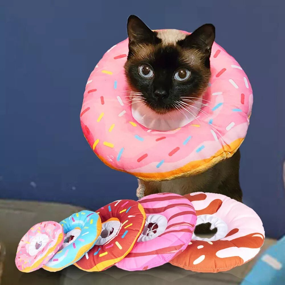 Plushie Donut Recovery Collar, Five Styles, For Pets to 19 lbs. (9 kg) plush toy – – – Image 7 | Plushie Produce