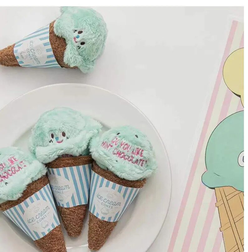 Plushie Ice Cream Cone Dog Sniffing Toy, Two Flavors, 5" | 13 cm plush toy – – Mint Ice Cream – Image 3 | Plushie Produce