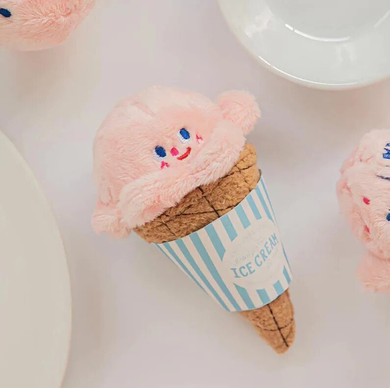 Plushie Ice Cream Cone Dog Sniffing Toy, Two Flavors, 5" | 13 cm plush toy – – Strawberry Ice Cream – Image 2 | Plushie Produce