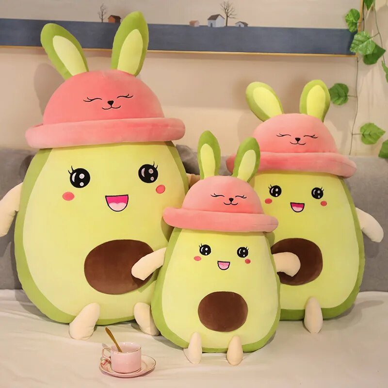 Plushie Jumbo Rabbit Avocado with Pink Hat, 31" | 80 cm plush toy – – – Image 2 | Plushie Produce