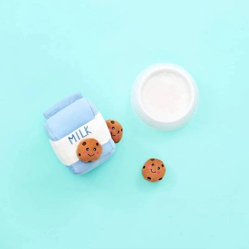 Plushie Milk and Cookies Dog Squeaky Chew Toy plush toy – – – Image 4 | Plushie Produce