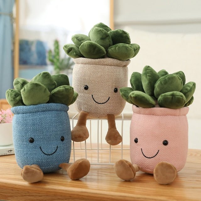 Plushie Potted Cartoon Succulents, 3 Colors, 10" | 25 cm plush toy – – – Image 1 | Plushie Produce