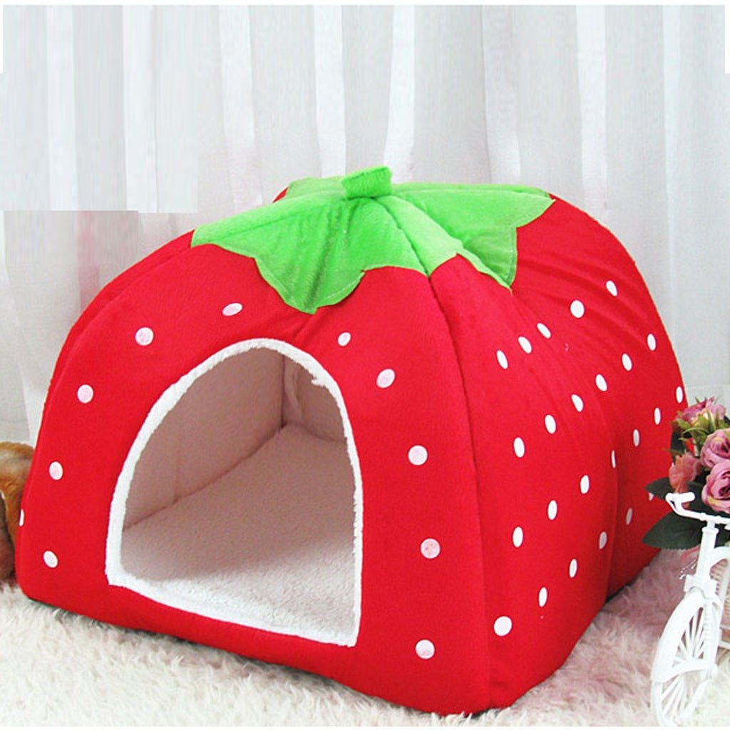 Strawberry Plush Pet Bed – A Cozy Haven for Small Pets plush toy – – S – Image 1 | Plushie Produce