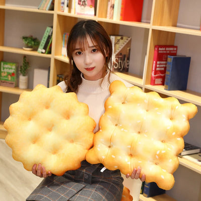 Simulation Biscuit Plush Seat Cushion, 15" | 38 cm – Soft Cookie Pillow