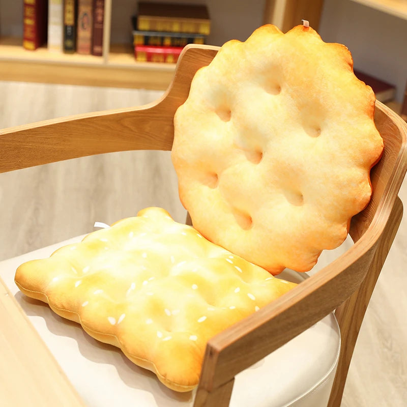 Simulation Biscuit Plush Seat Cushion, 15" | 38 cm – Soft Cookie Pillow