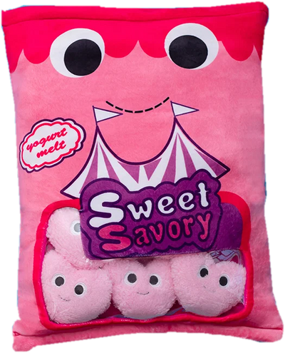 Juguete de peluche en forma de almohada de bolsa de aperitivos, ocho estilos, 16" | 40 centímetros