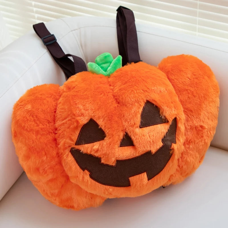 Halloween Pumpkin Plush Backpack – Stuffed Demon Pumpkin Bag
