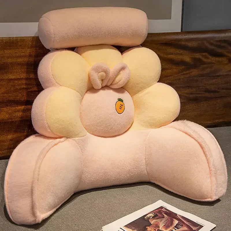 Floral Backrest Lumbar Pillow – Plush Knit Reading Support
