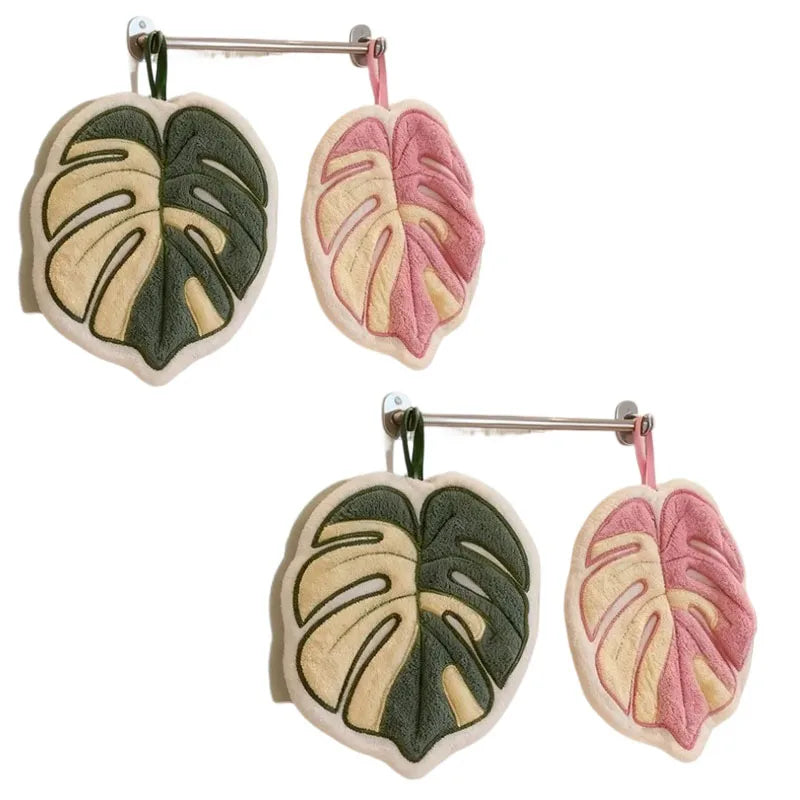 Plant-Shaped Hanging Handkerchief – Green & Pink Leaf Design