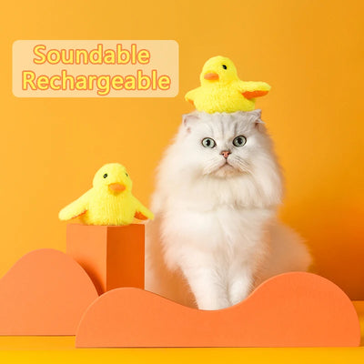 Jouet pour chat en peluche canard rechargeable avec battement, 6" | 15 cm