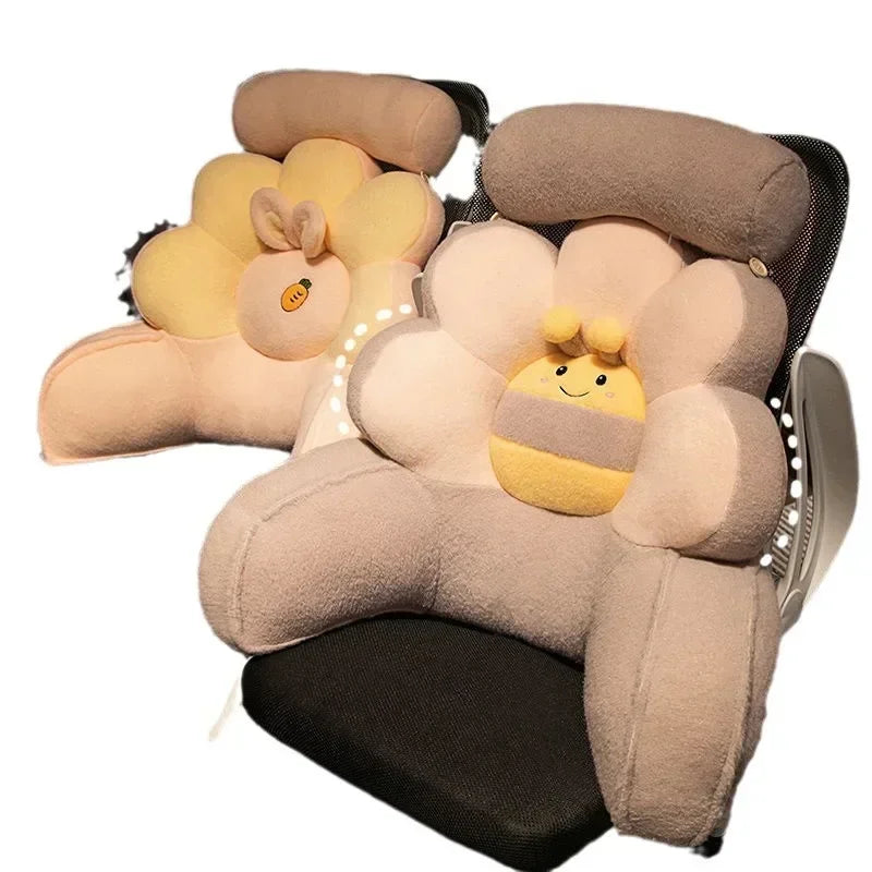 Floral Backrest Lumbar Pillow – Plush Knit Reading Support