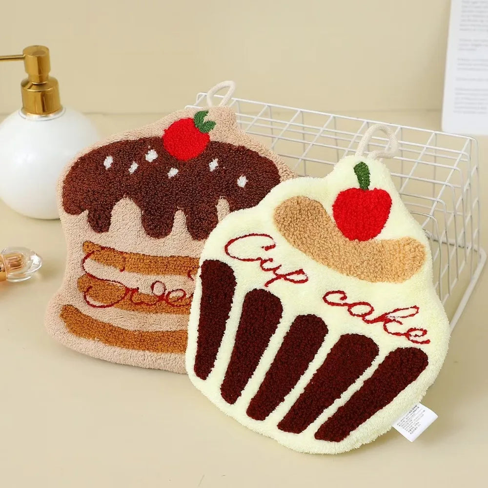 Cute Cake Hand Towel – Soft Hanging Kitchen & Bathroom Cloth