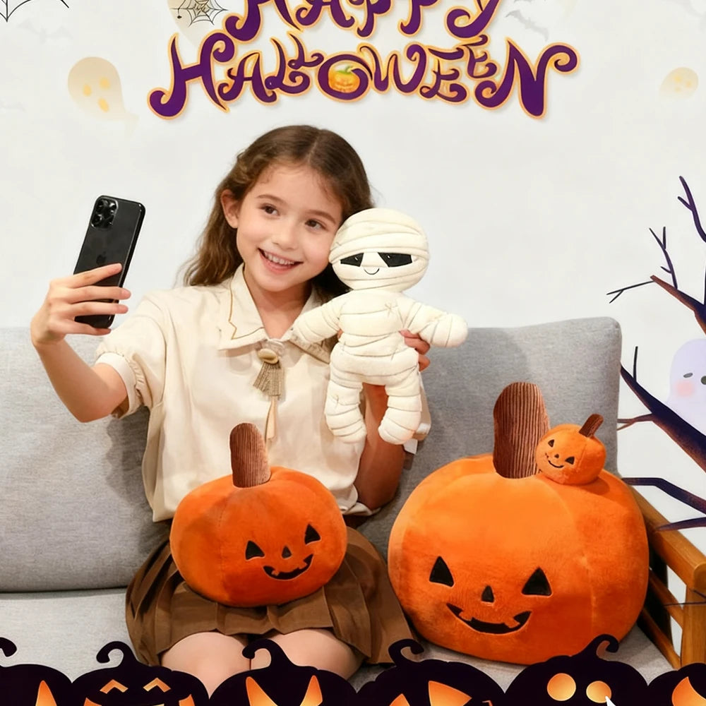 Halloween Mummy Pumpkin Plush Toy – Spooky Stuffed Animal Holiday Gift