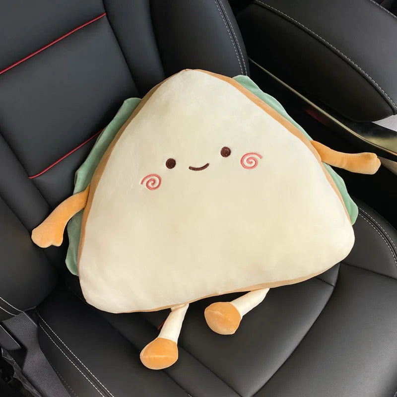 Sandwich-Shaped Plush Car Headrest – Kawaii Neck Pillow for Cars