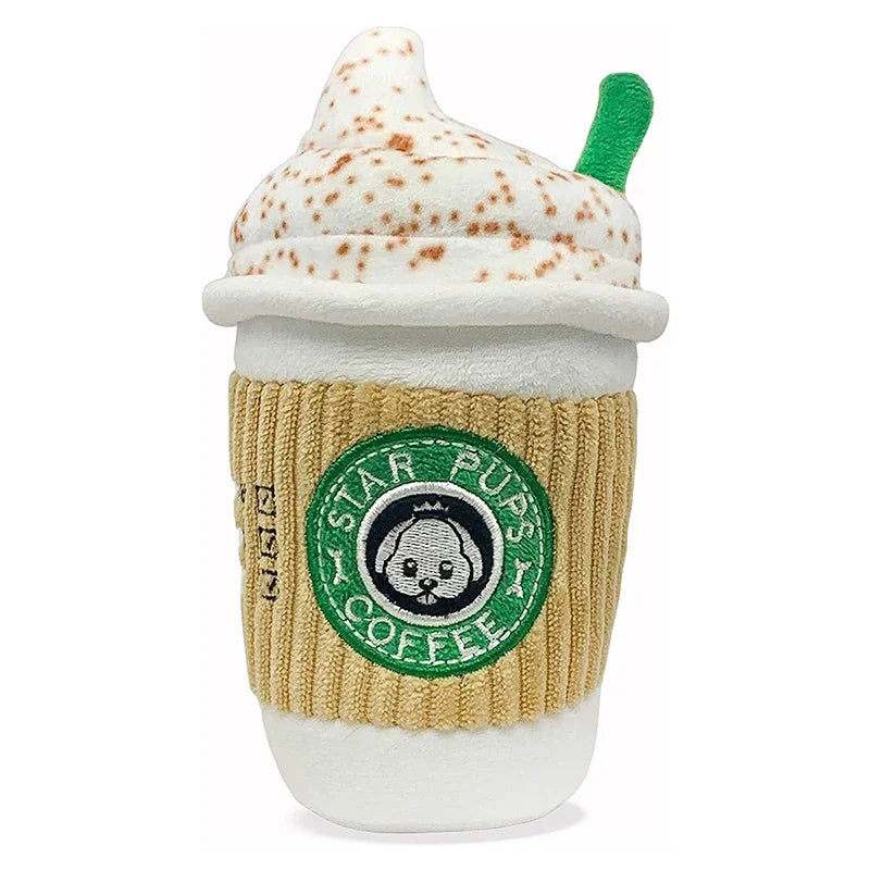 Giocattolo da masticare squeezy Cappuccino in peluche, 6,5" | 17 centimetri