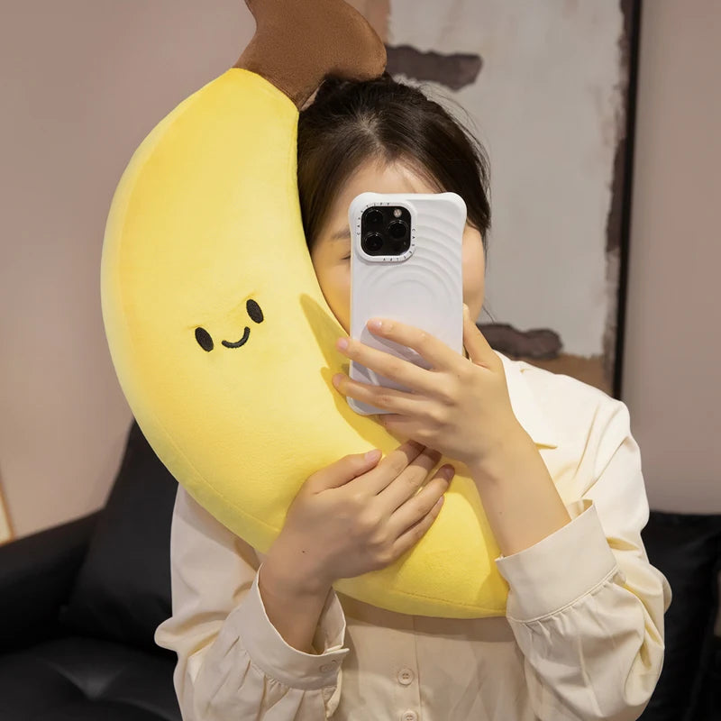 Kawaii Smiling Fruit Plushies – Tomato, Lemon, Pear, Banana & More, 4-20" | 11-50 cm