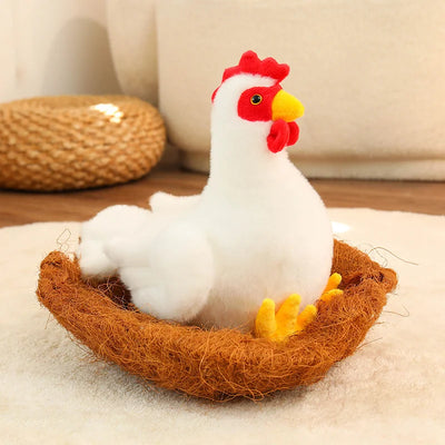 White Chicken & Rooster Plush Toys – Hen & Cock, 7-10" | 18-25 cm