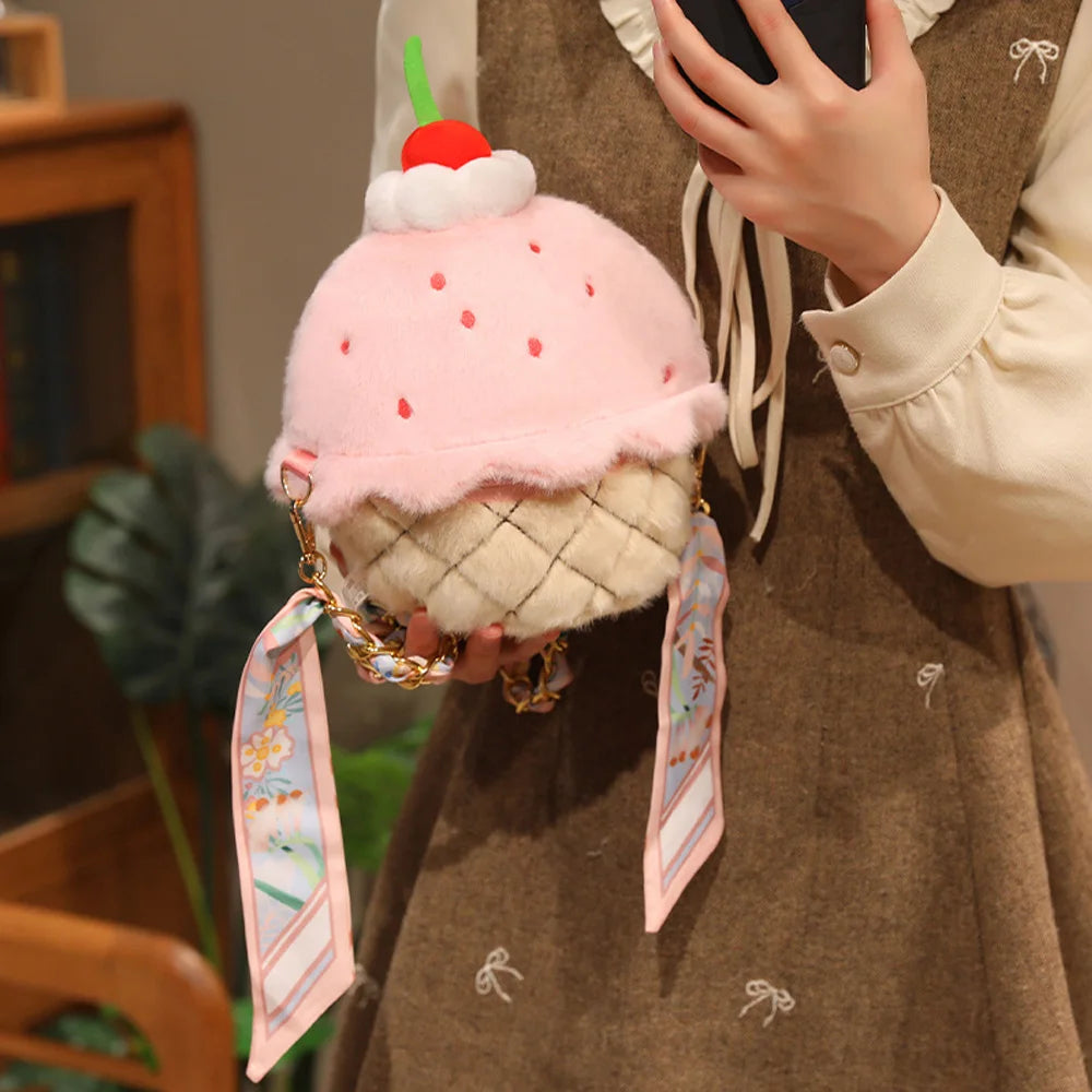 Strawberry Plush Dessert Bag – Kawaii Mini Crossbody, 9" | 23 cm