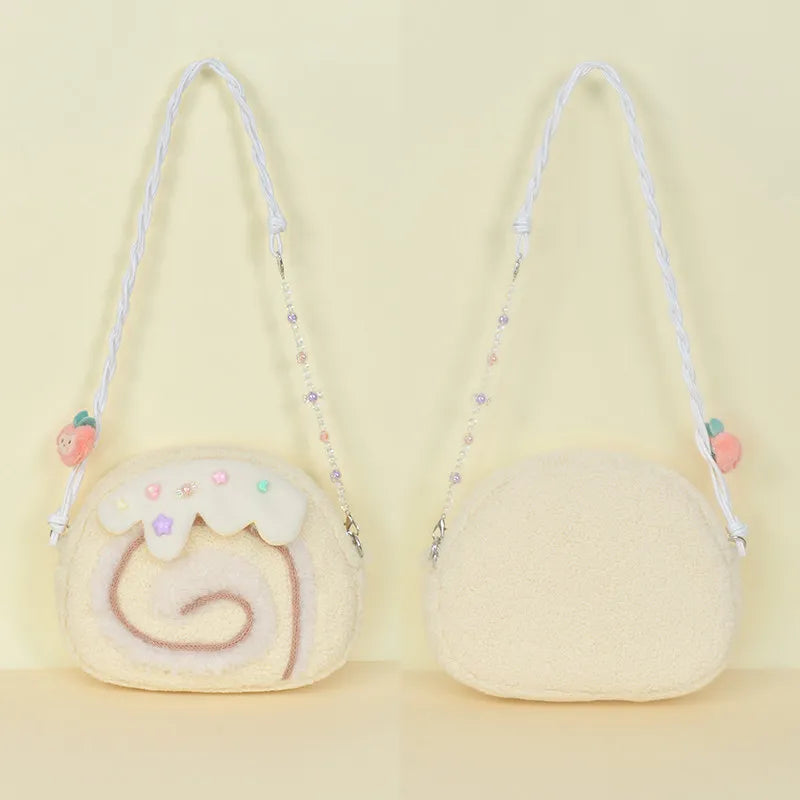Cake Roll Plushie Shoulder Bag, 11"x9" | 28x23 cm