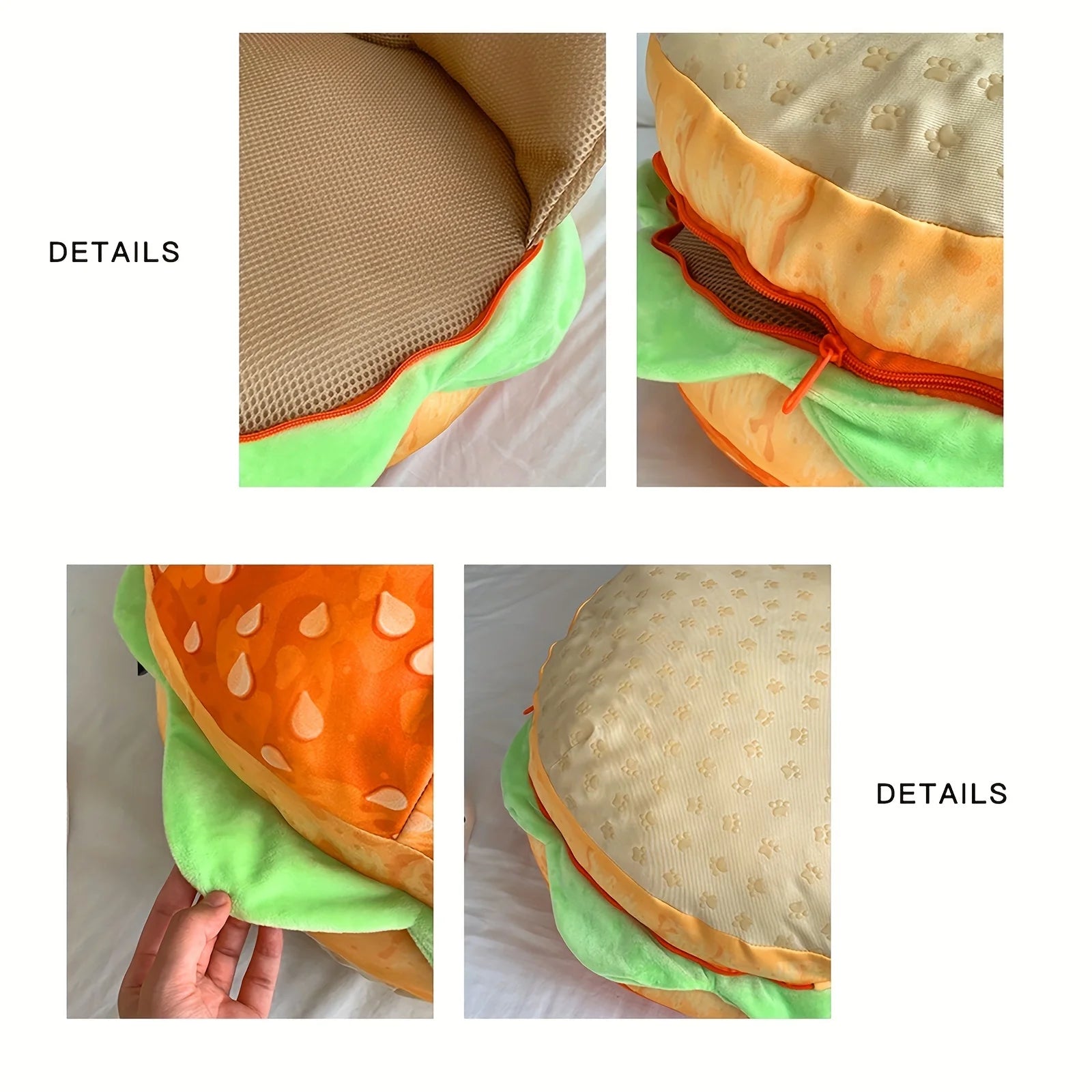 Realistic Burger Plush Pillow Cushion – Funny Prank Gift, 9" | 23 cm