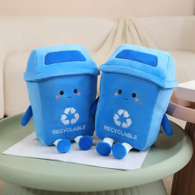Plushie Recycle Bin – Cute Cartoon Trash Can Plush Toy Pillow, 12" | 30 cm