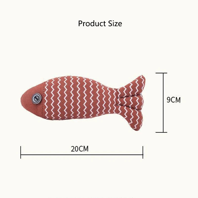 Jouet en peluche poisson chat avec herbe à chat, trois couleurs, 7" | 19 cm