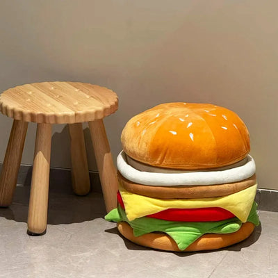 Hamburger Plush Storage Ottoman – Sit & Store, ~11" | 27 cm