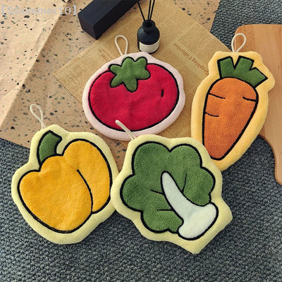 Veggie Hand Towel – Coral Fleece Carrot & Tomato Design