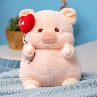 Peluche de Cerdo Sosteniendo un Corazón de San Valentín, 8-16" | 20-40 centímetros