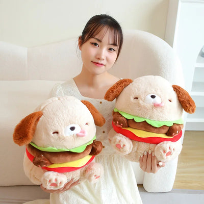 Hamburger Dog Plushie, 9-14" | 23-35 cm