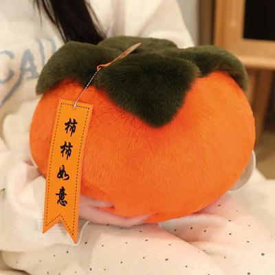 Fluffy Persimmon Plush Pillow – Long Back Support Cushion, 8" | 20 cm