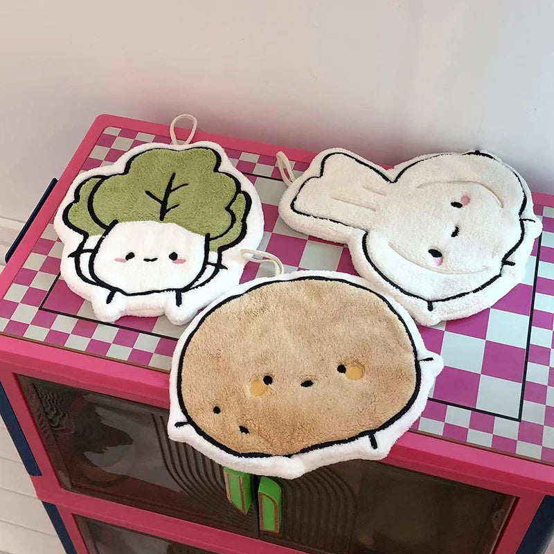 Kawaii Food Hand Towel – Soft Absorbent Kitchen Hanging Cloth