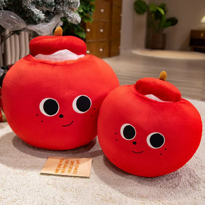 Kawaii Apple Plushie – Red, Yellow & Green, 12-16" | 30-40 cm