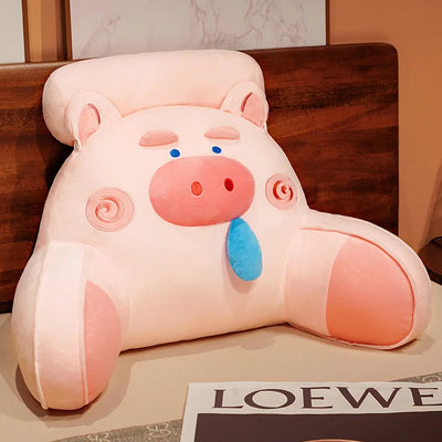 Pink Pig Backrest Headboard Pillow – Reading & Lounge Support
