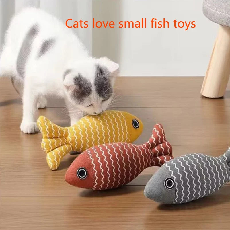 Jouet en peluche poisson chat avec herbe à chat, trois couleurs, 7" | 19 cm