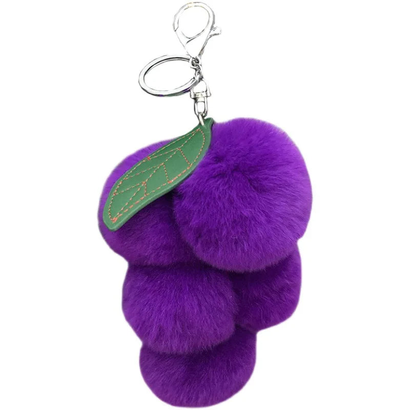 Grape Otter Rabbit Fur Plush Keychain – Cute Bag Decoration