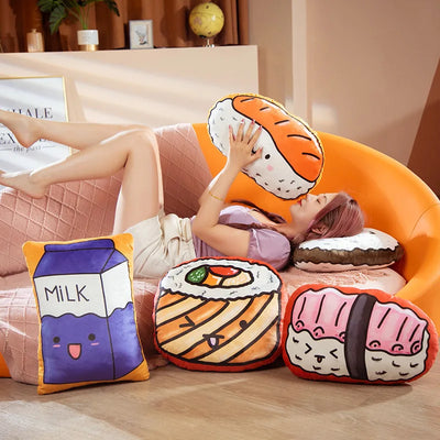 3D Onigiri & Sushi Plush Pillow – Kawaii Japanese Food Cushion