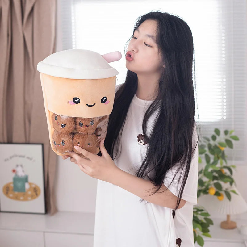 Bubble Tea Plush Toy with Small Paws – Kawaii Boba Plushie Bag, 6-10" | 15-25 cm