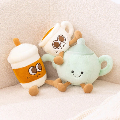 Coffee Cup & Teapot Plush Toy – Kawaii Stuffed Mug Travel Companion