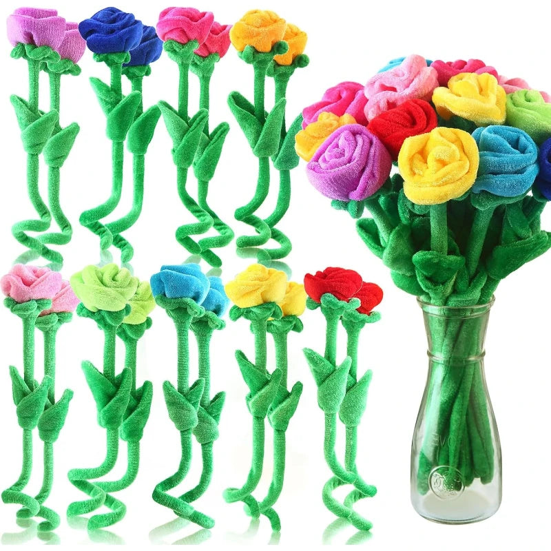 Peluches de Rosa con Tallo, Nueve Colores, 13" | 32 centímetros